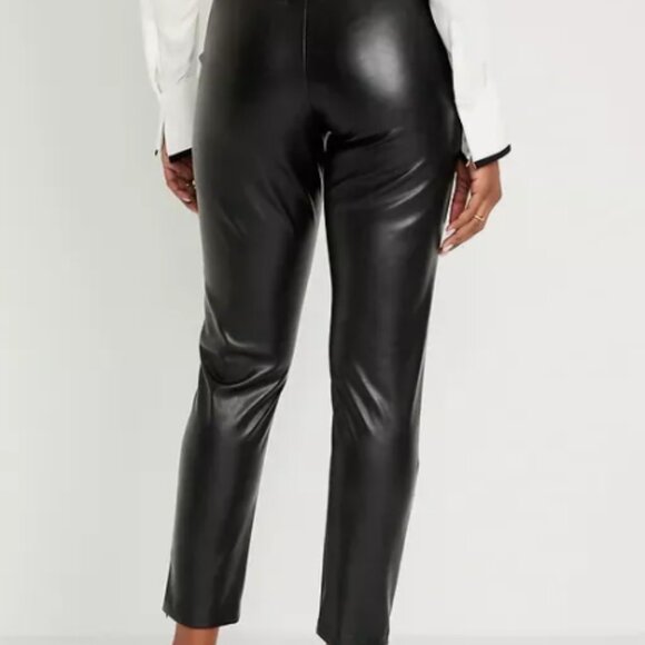 NWT Old Navy High Extra High Waisted Faux Leather Pant-Black - Picture 2 of 9